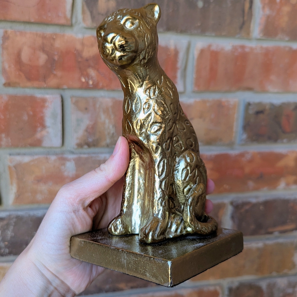 Opalhouse Cheetah Leopard Gold Brass Tone Metal Sculptural Bookends Maximalist - Picture 5 of 7